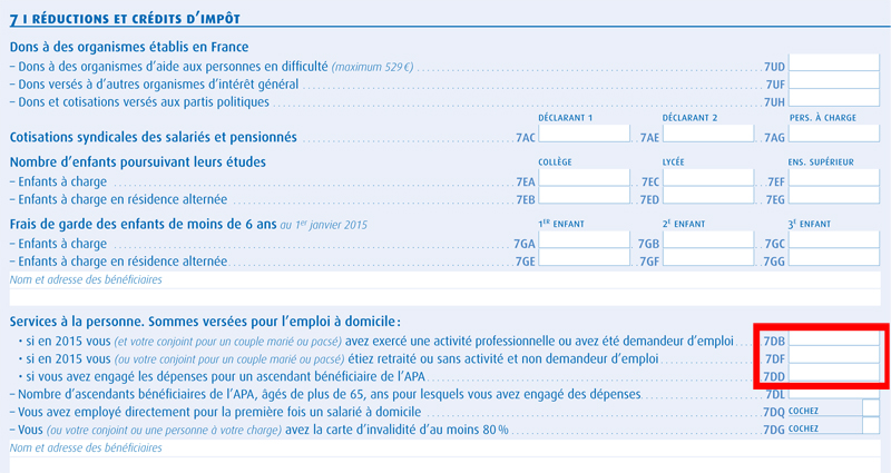 teleassistance reduction impots revenu